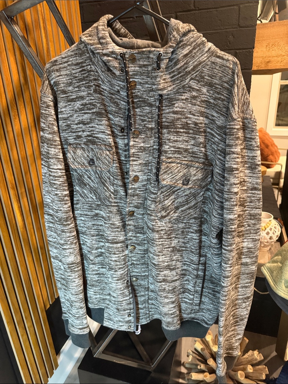 Men's Gray KAVU Funnel-Neck Sweater Jacket Hoodie